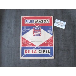 Protège cahier publicitaire ancien "Piles Mazda"